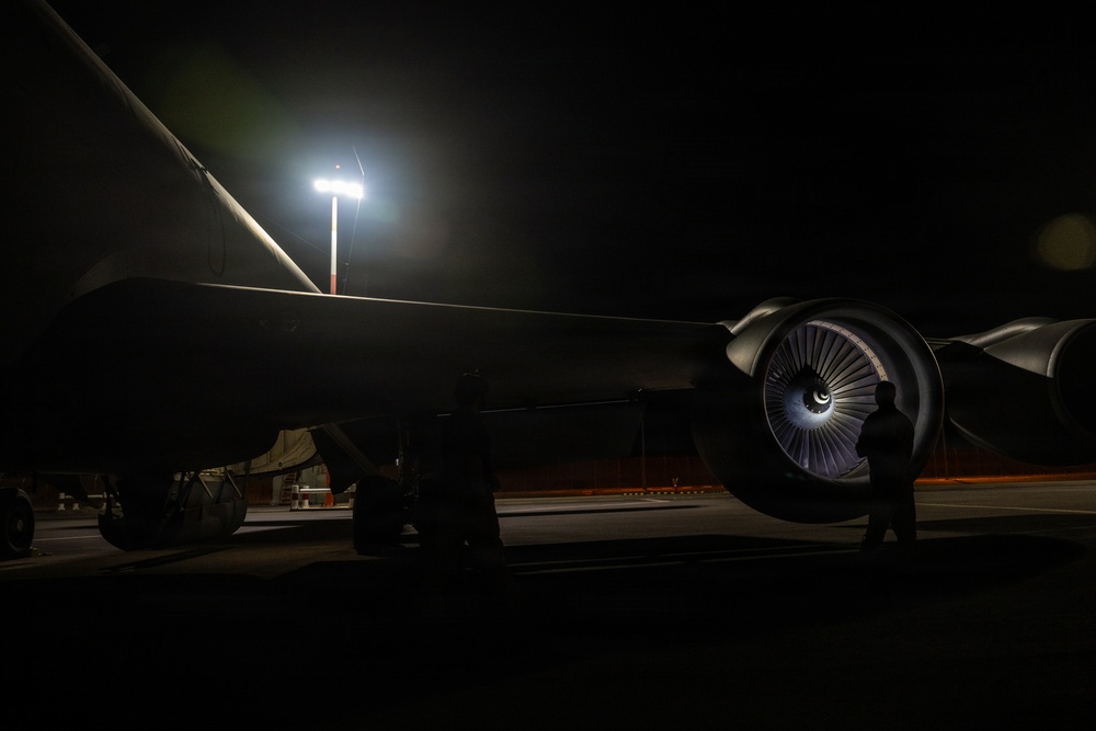 KC-135 refuels F-15s for strategic support