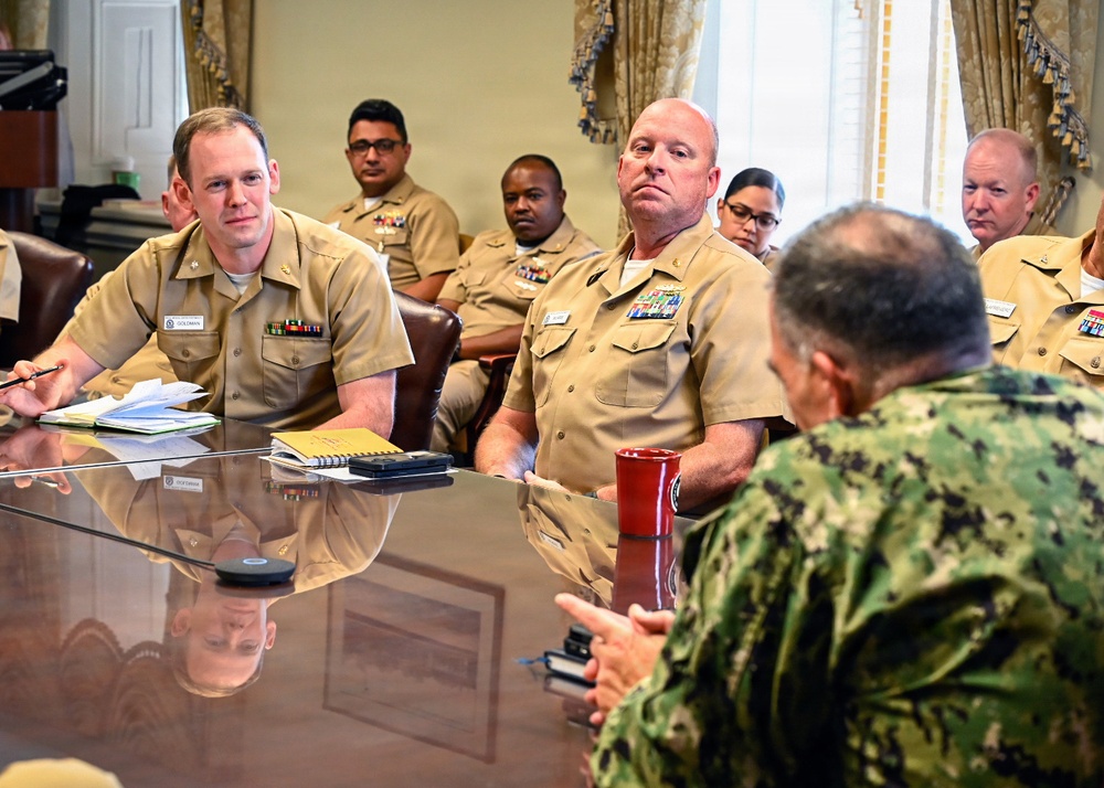 Acting Navy Surgeon General Conducts Office Calls with Medical Personnel