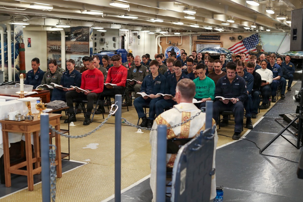 George Washington Sailors Participate in Religious Services