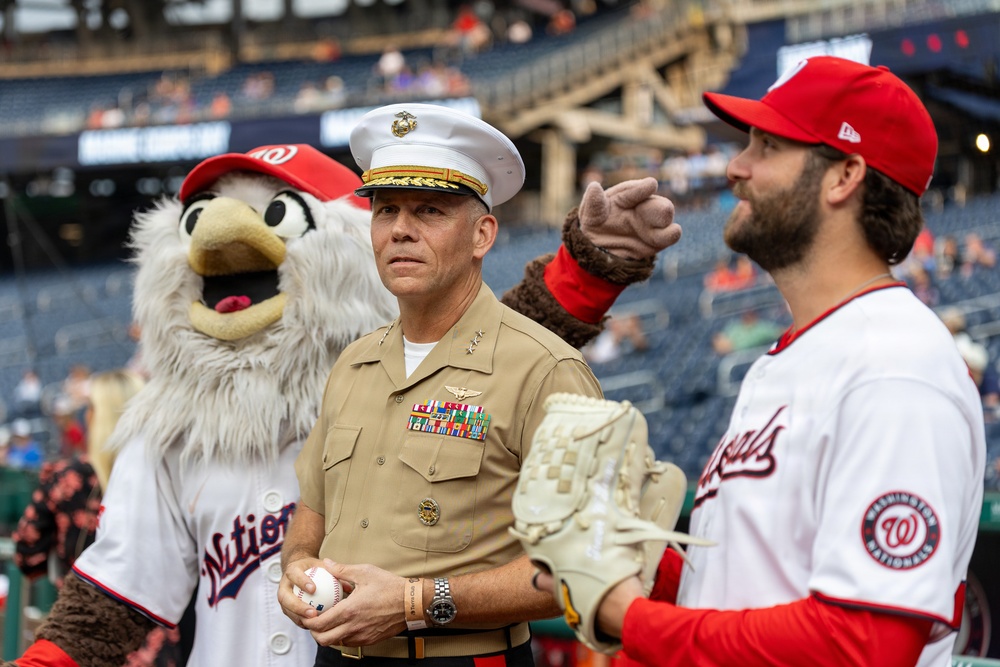 Lt. Gen. Austin Attends Marine Corps Day at Nationals Park