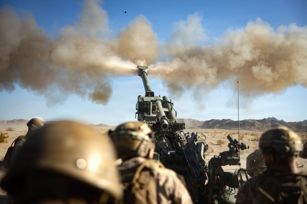 U.S. Marines conduct artillery displacement training
