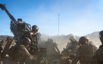 U.S. Marines conduct artillery displacement training
