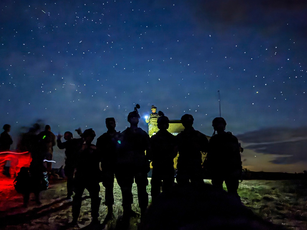 Security forces M240B night fire