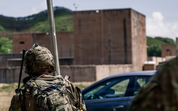 U.S. Navy and Partner EOD Forces participate in a dismounted response drill
