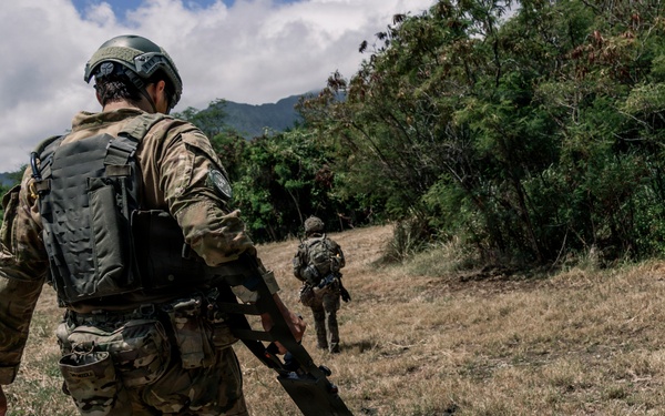 U.S. Navy and Partner EOD Forces participate in a dismounted response drill