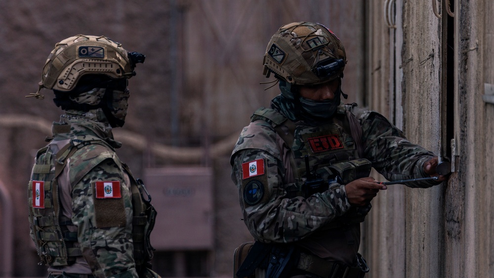 U.S. Navy and Partner EOD Forces participate in a dismounted response drill