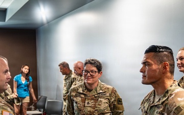 Lewis speaks with deploying Soldiers