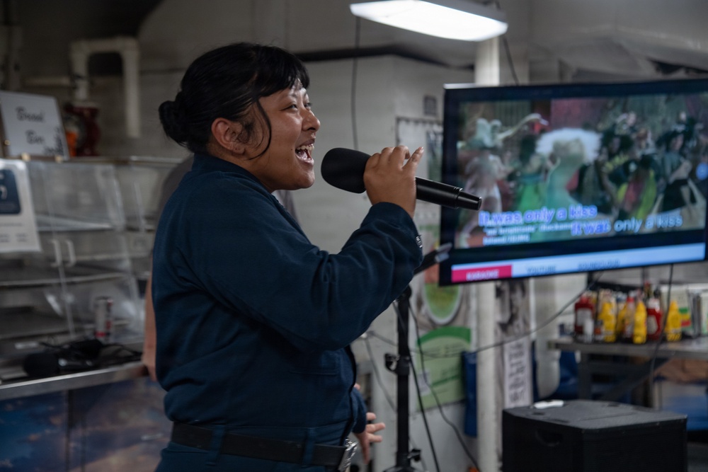 USS Theodore Roosevelt karaoke during RIMPAC 26