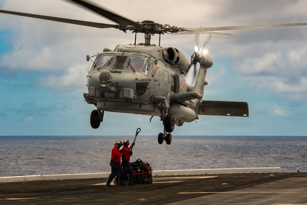 USS Essex Conducts Vertical Replenishment during RIMPAC 2026