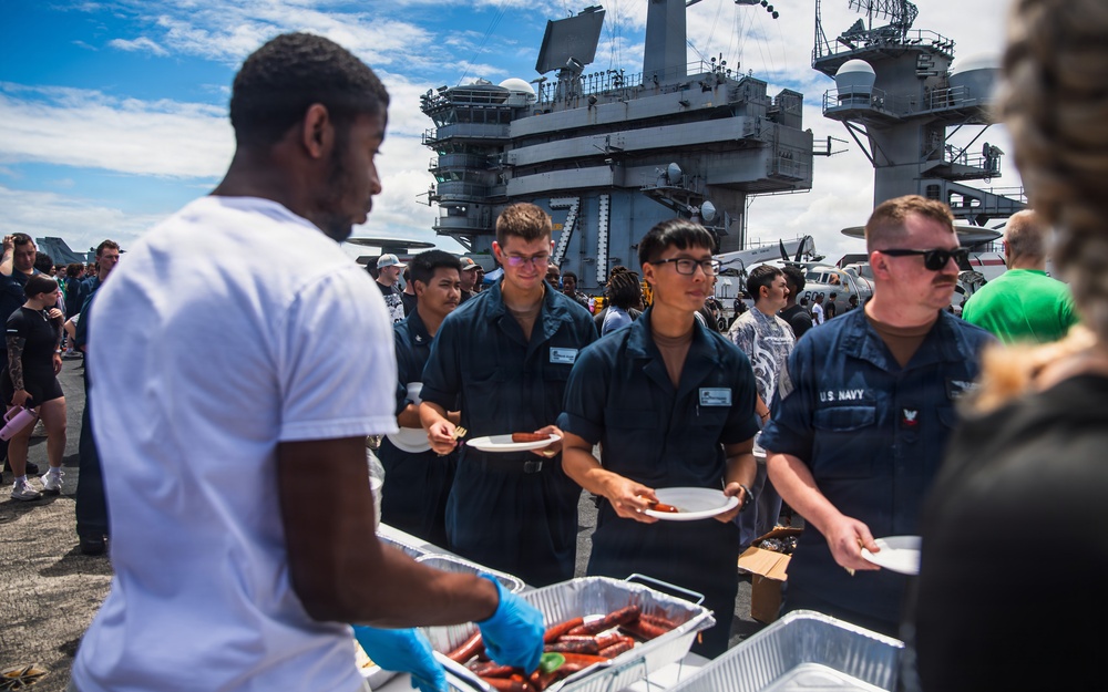 USS Theodore Roosevelt host steel beach picnic at sea during RIMPAC 26