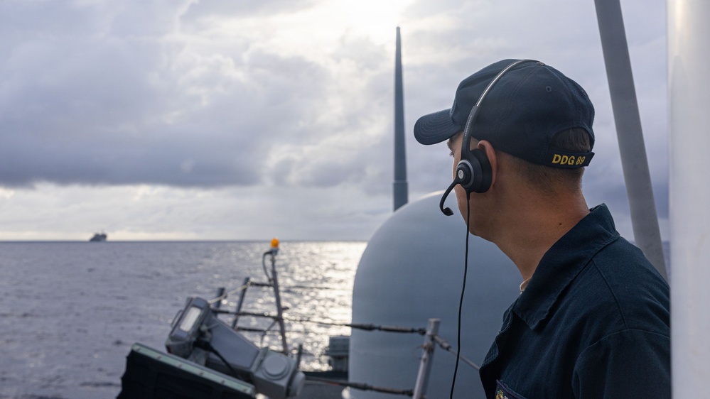 USS Mustin conducts boat operations