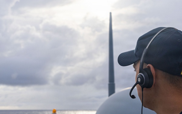 USS Mustin conducts boat operations