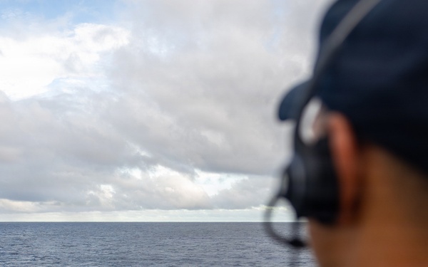 USS Mustin conducts boat operations