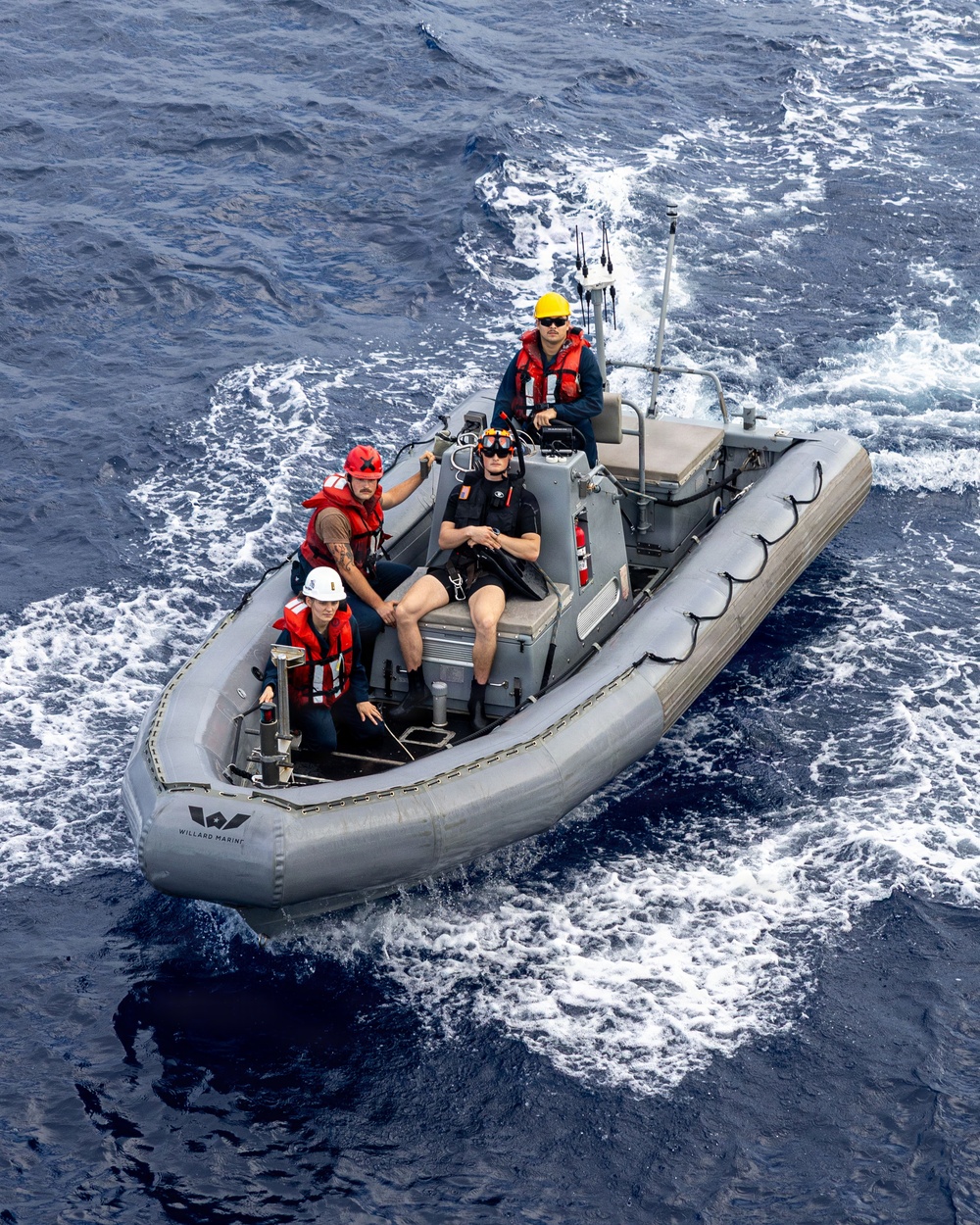 USS Mustin conducts boat operations