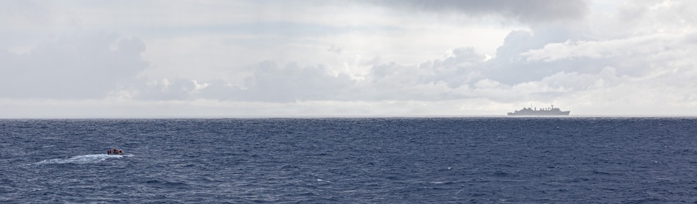 USS Mustin conducts boat operations