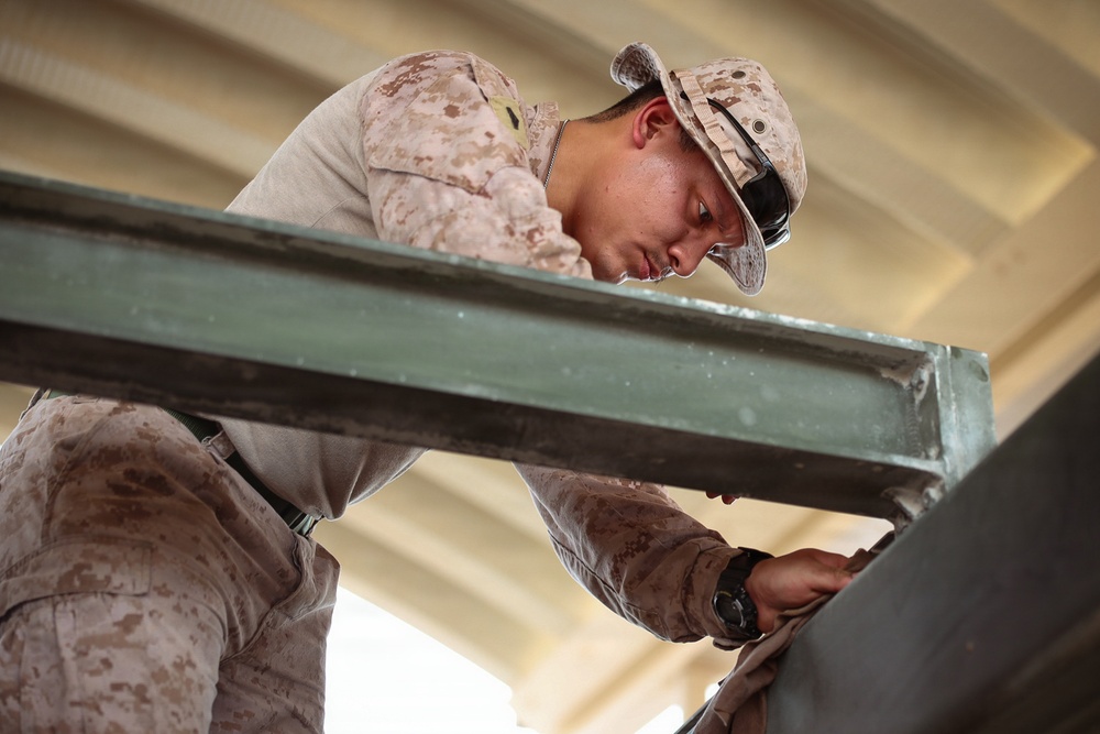 U.S. Marines conduct HIMARS routine preventative maintenance