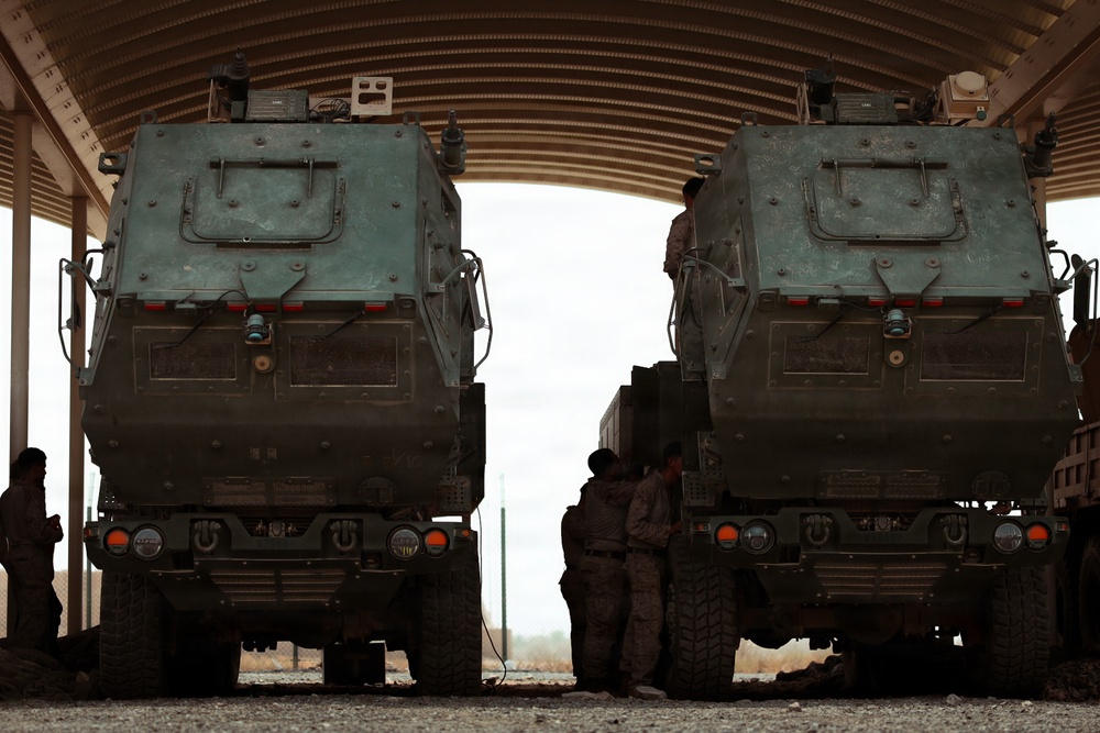 U.S. Marines conduct HIMARS routine preventative maintenance