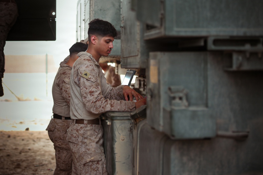 U.S. Marines conduct HIMARS routine preventative maintenance
