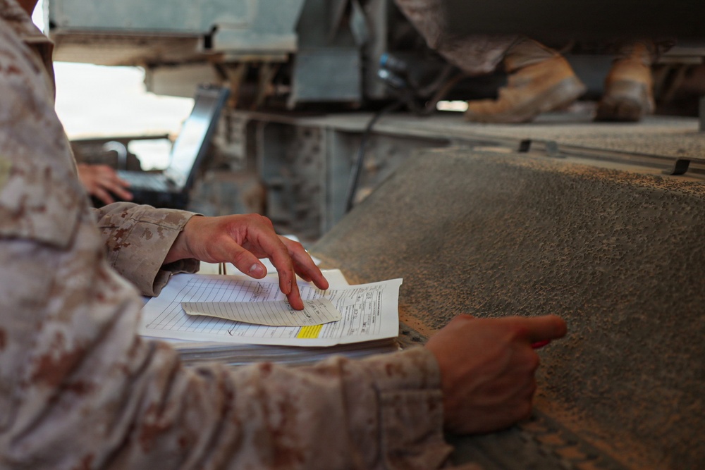 U.S. Marines conduct HIMARS routine preventative maintenance