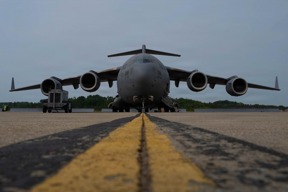 On the flightline at the 105 AW