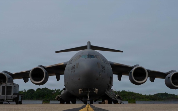 On the flightline at the 105 AW