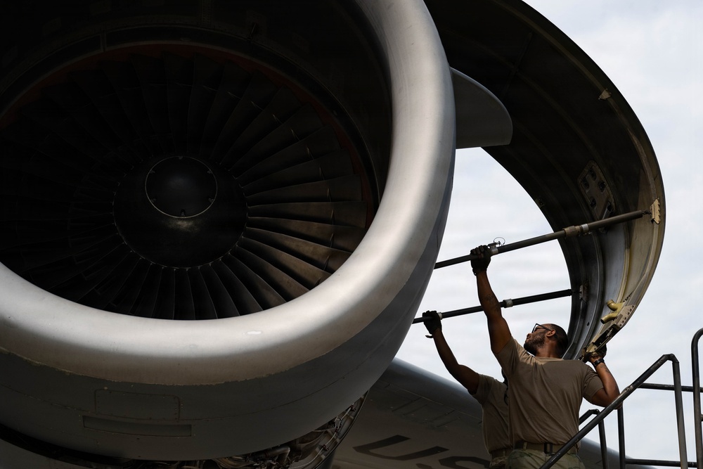 On the flightline at the 105 AW
