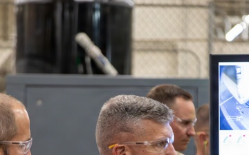 Brigadier General Kevin Collins, commanding general, Marine Corps Logistics Command, meets with civilian-Marines and tours facilities at Production Plant Barstow