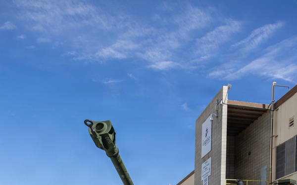 Brigadier General Kevin Collins, commanding general, Marine Corps Logistics Command tours facilities at Production Plant Barstow, California.