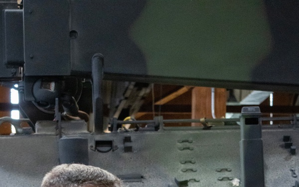 Brigadier General Kevin Collins, commanding general, Marine Corps Logistics Command tours facilities at Production Plant Barstow, California.