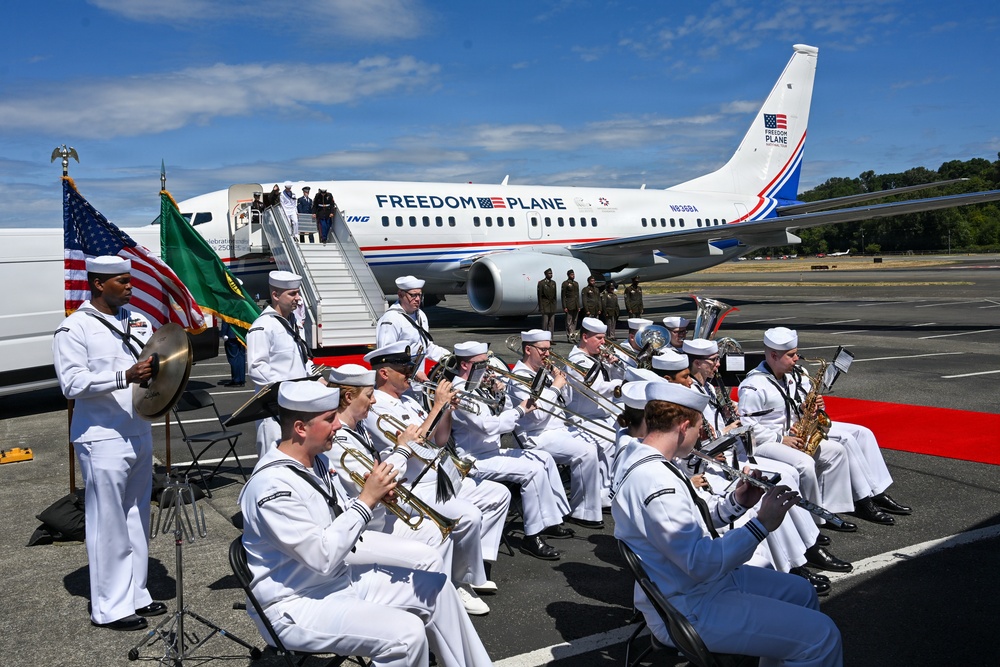 Navy Band Northwest Performs for Freedom Plane Arrival