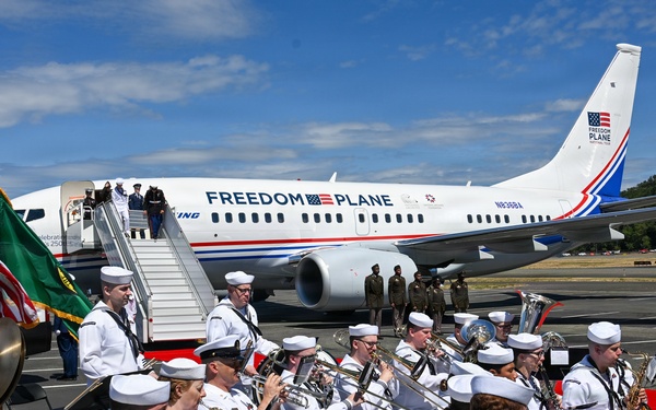 Navy Band Northwest Performs for Freedom Plane Arrival