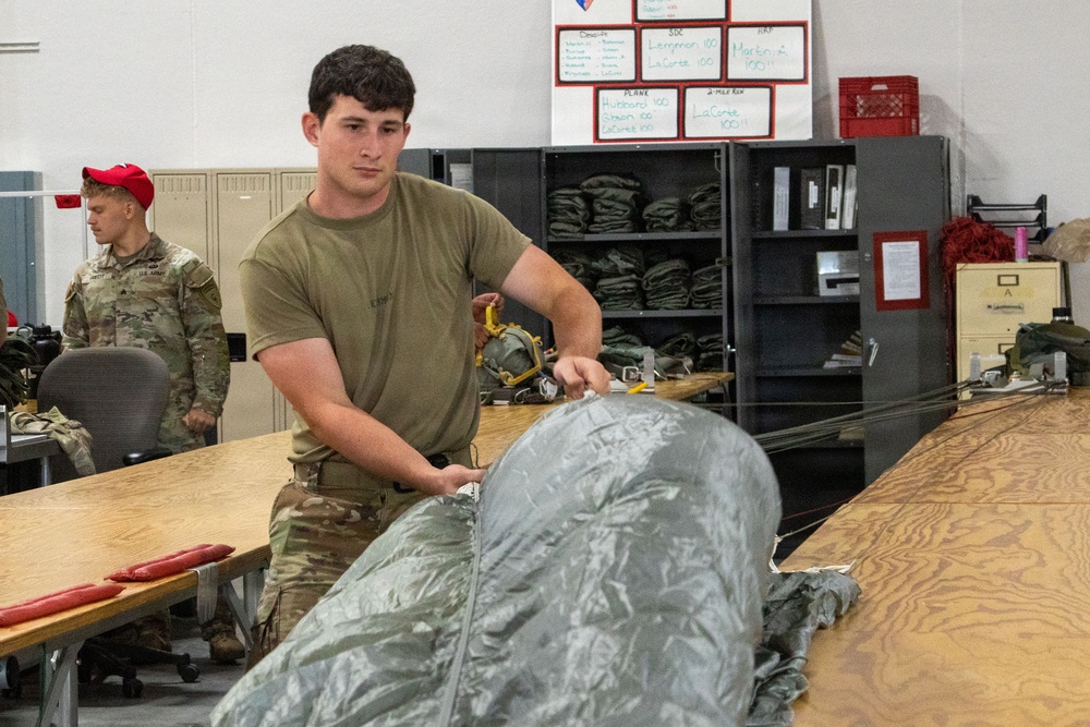 338th QM TADC prep parachutes for air drop