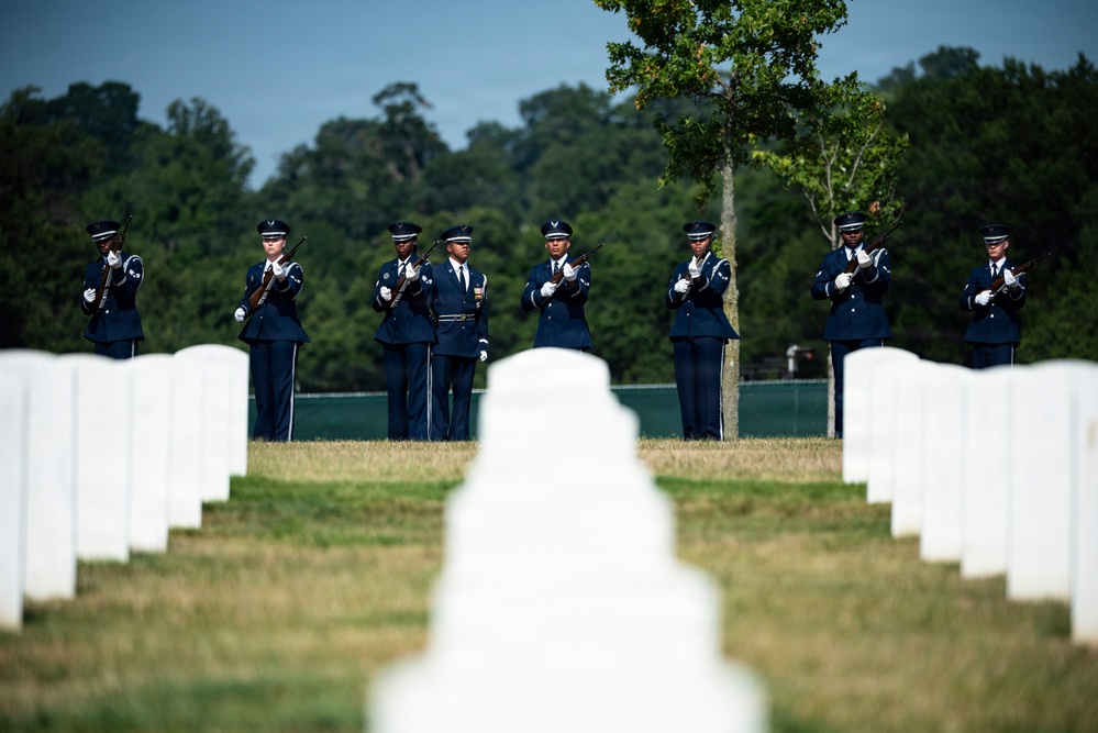 Full Military Funeral Honors with Escort are Conducted for U.S. Air Force Col. Robert Stirm in Section 57