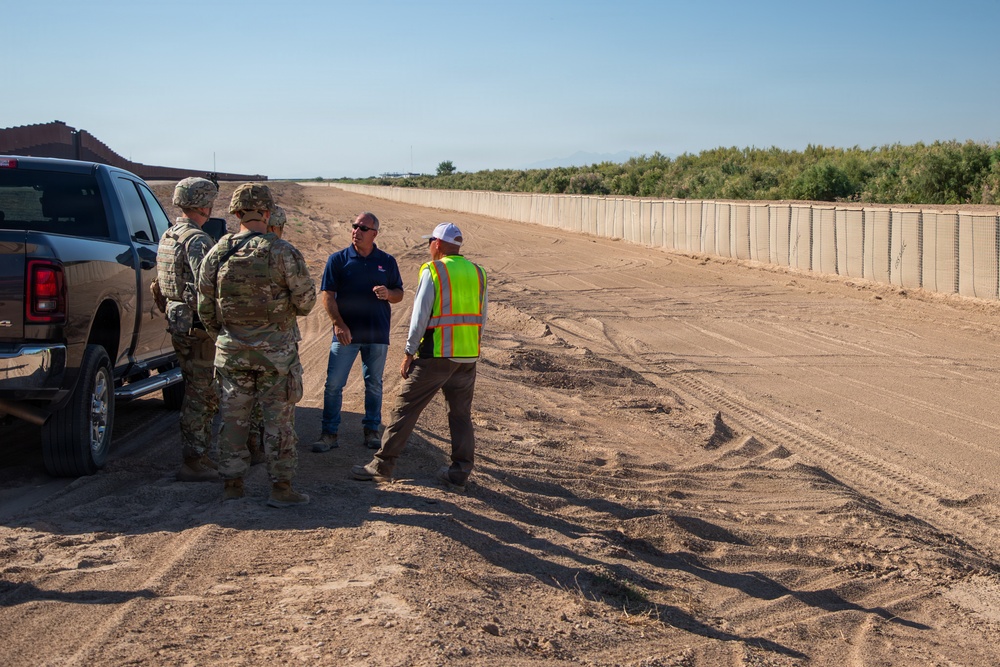 36th Engineer Battalion Leadership observe HESCO barriers