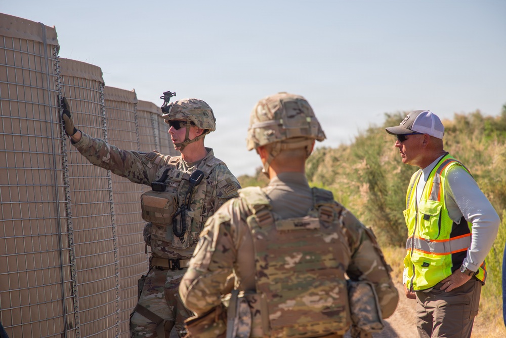 36th Engineer Battalion Leadership observe HESCO barriers