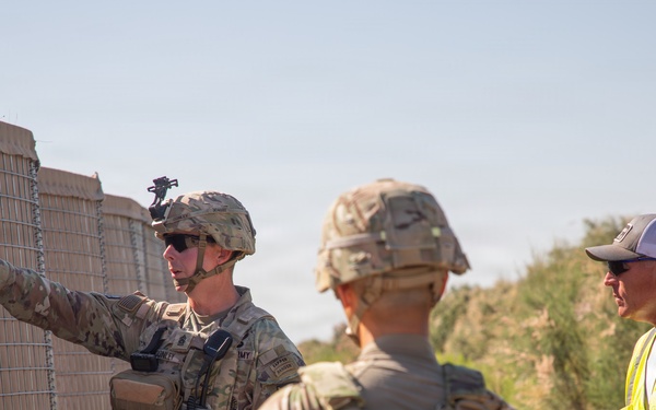 36th Engineer Battalion Leadership observe HESCO barriers