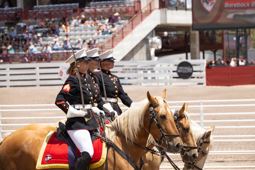 Marine Corps Mounted Color Guard participates in Cheyenne Frontier Days 2026