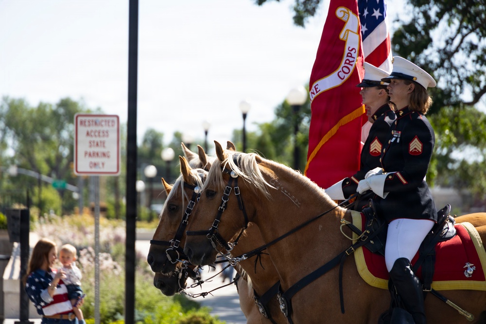 Marine Corps Mounted Color Guard participates in Cheyenne Frontier Days 2026