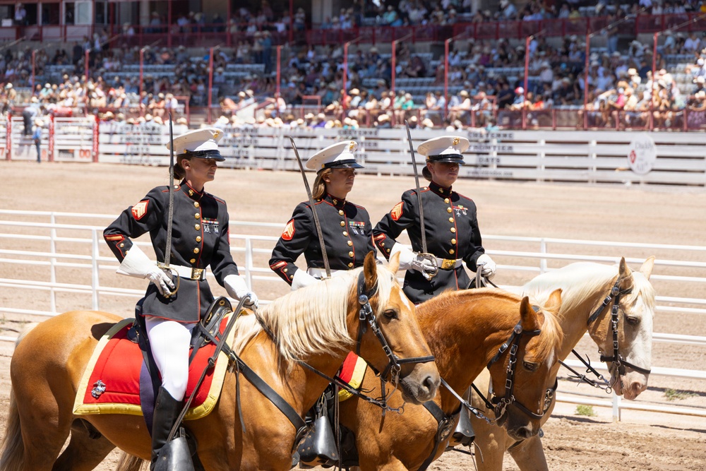 Marine Corps Mounted Color Guard participates in Cheyenne Frontier Days 2026