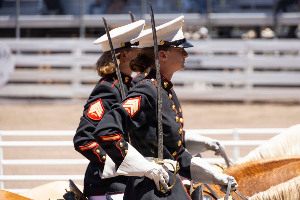 Marine Corps Mounted Color Guard participates in Cheyenne Frontier Days 2026