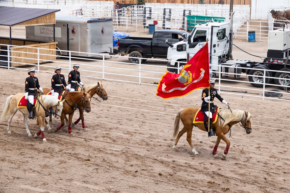 Marine Corps Mounted Color Guard participates in Cheyenne Frontier Days 2026
