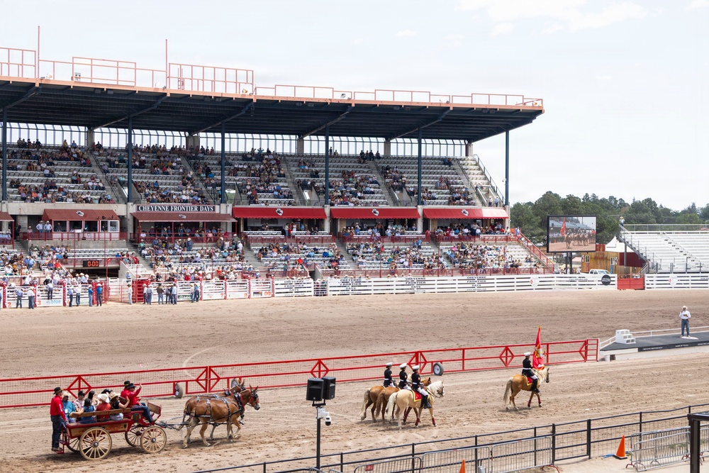 Marine Corps Mounted Color Guard participates in Cheyenne Frontier Days 2026