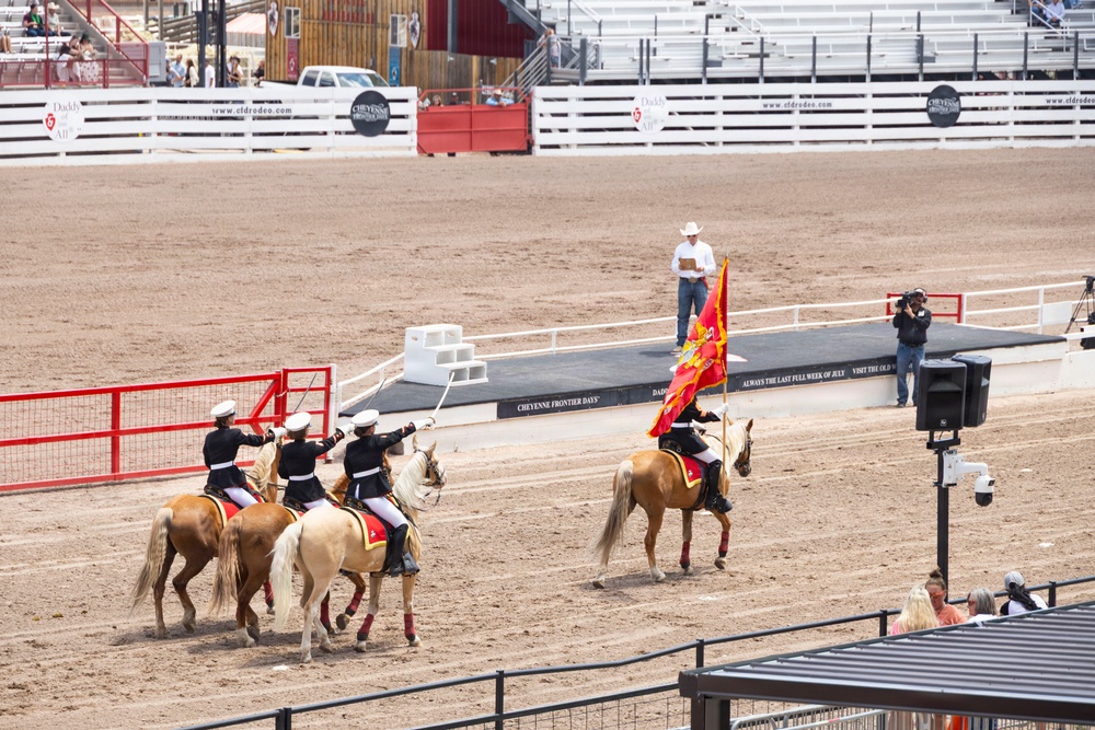 Marine Corps Mounted Color Guard participates in Cheyenne Frontier Days 2026