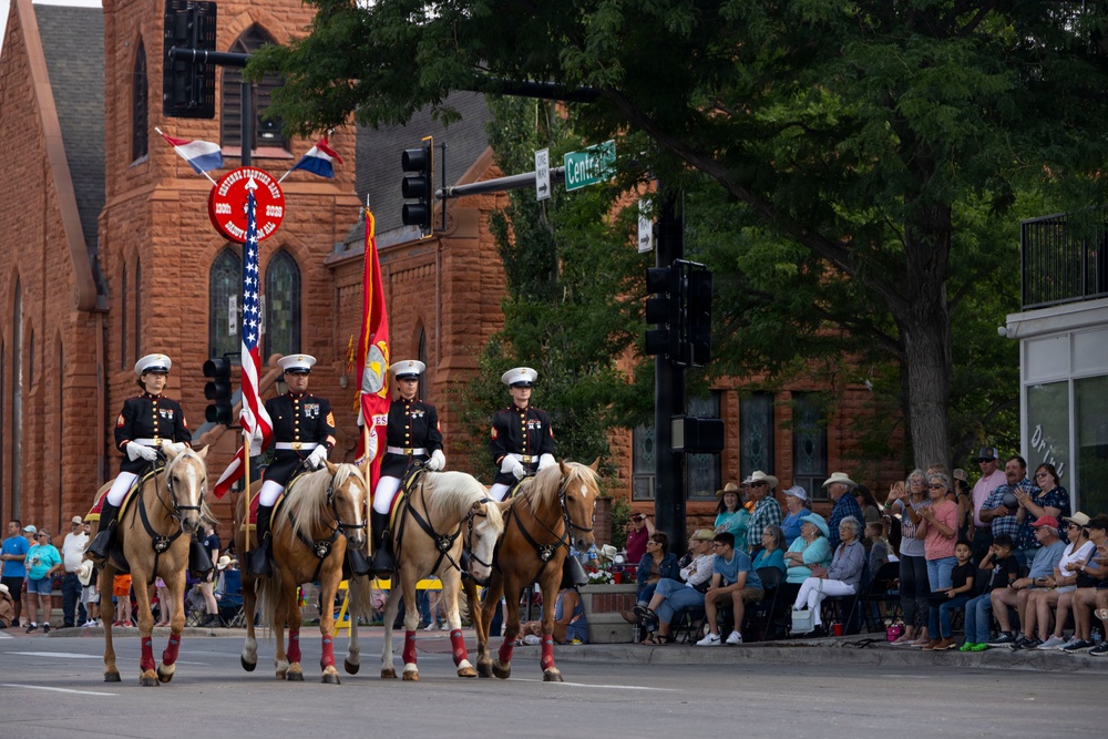 Marine Corps Mounted Color Guard participates in Cheyenne Frontier Days 2026