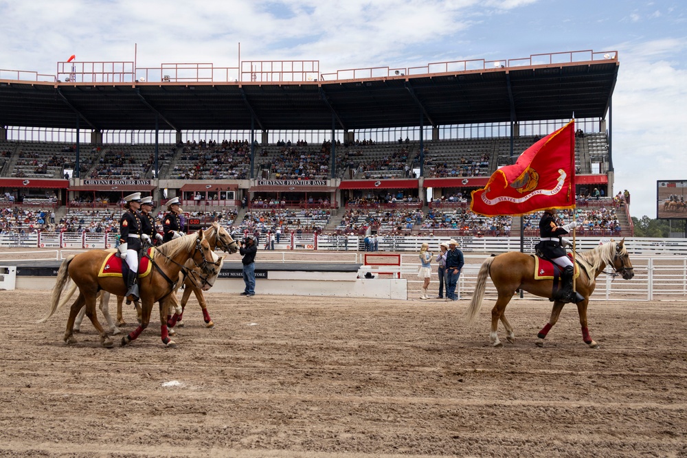 Marine Corps Mounted Color Guard participates in Cheyenne Frontier Days 2026