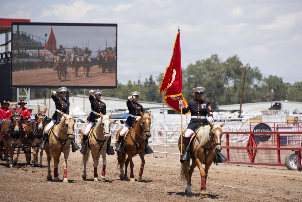 Marine Corps Mounted Color Guard participates in Cheyenne Frontier Days 2026