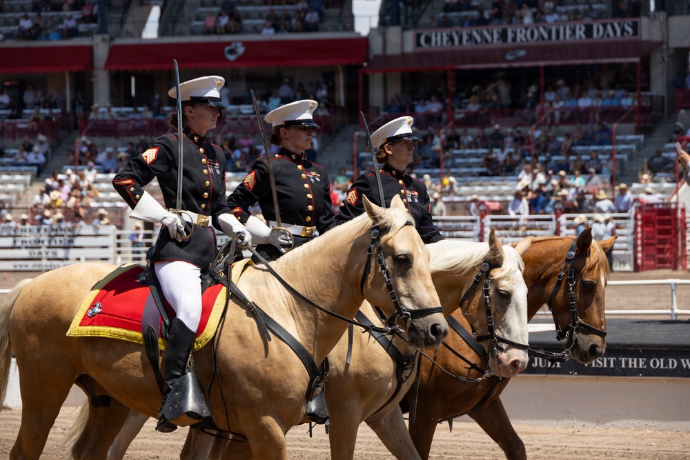 Marine Corps Mounted Color Guard participates in Cheyenne Frontier Days 2026