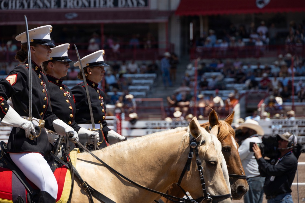 Marine Corps Mounted Color Guard participates in Cheyenne Frontier Days 2026