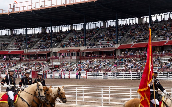 Marine Corps Mounted Color Guard participates in Cheyenne Frontier Days 2026