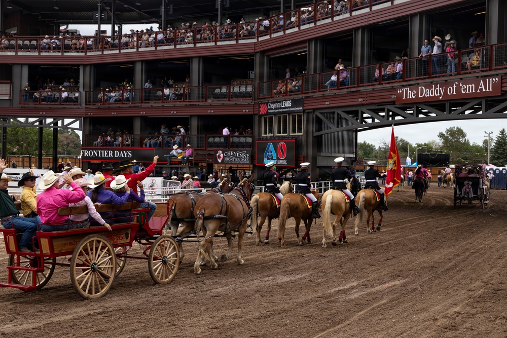 Marine Corps Mounted Color Guard participates in Cheyenne Frontier Days 2026